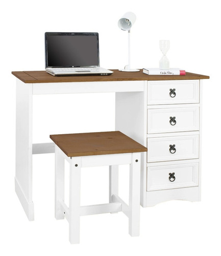 Escritorio Pc - Oficina - Madera Bn- Dormitorio -mueble- Lcm Color Blanco/Nogal