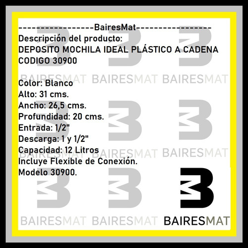Imagen 5 de 5 de Deposito A Cadena Vip De Pvc Blanco Con Flexible Ideal