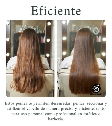 10 Kits De 2 Peines Cola Metálica Y Gruesa Sem Profesionales