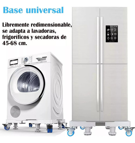 Base Soporte Ajustable Para Lavadora Con 4 Ruedas Y 8 Pies