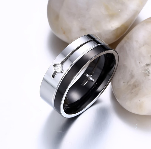 Anillo Elegante De Acero Para Bodas- Compromisos.