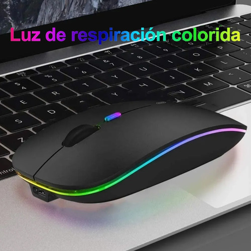Imagen 2 de 8 de Ratón Inalámbrico Usb Recargable Con Luz Led Rgb
