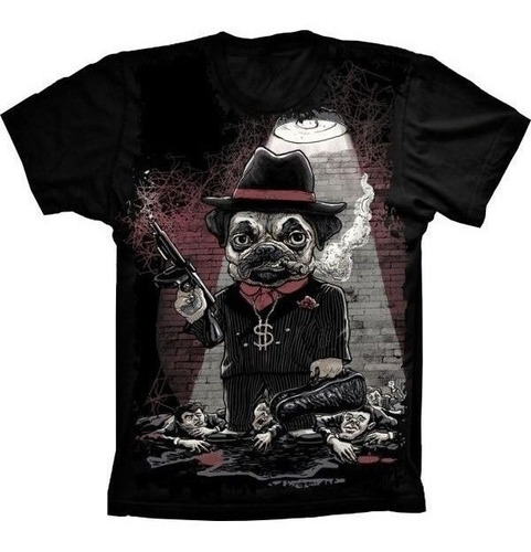 Camiseta Estilosa 3d Animais - Bulldog Gangster