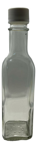 Botella Tequilera Cuadrada Vidrio 250 Ml Tapa Seguridad 24pz