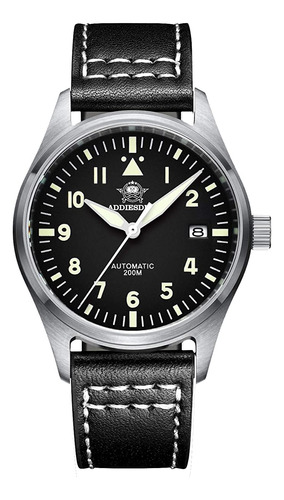 Addiesdive Pilot Watch For Men Automatic Steel Nh35a