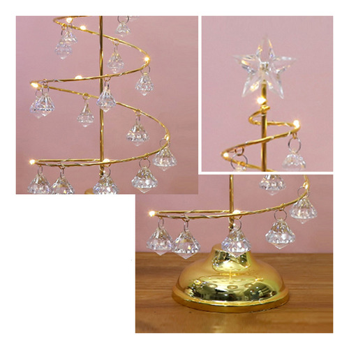 Lámpara De Árbol De Navidad En Espiral De Metal Con Colgante