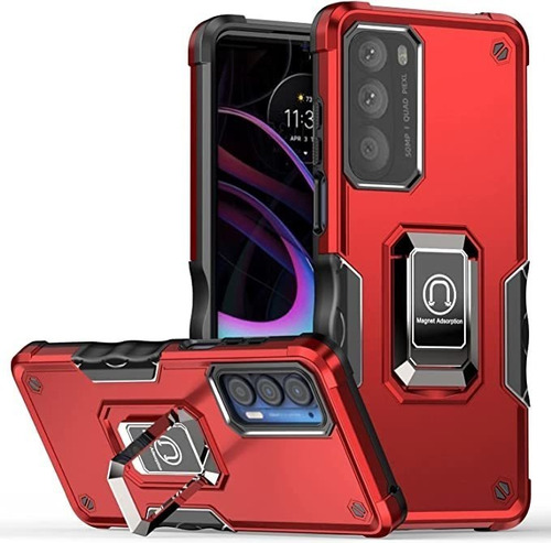 Funda Resistente A Golpes Y Anillo Motorola Moto G71 5g Roja