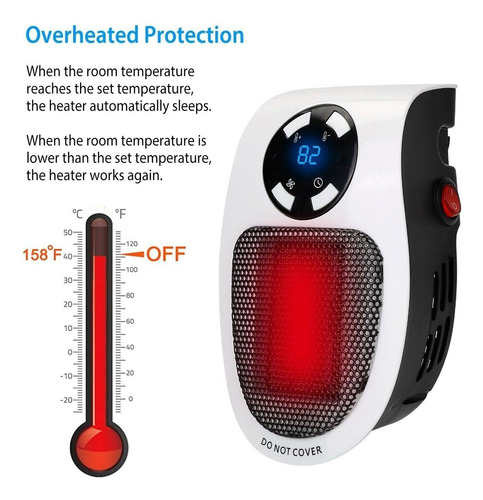 Calefactor Estufa Portátil De Pared Con Control Remoto Timer