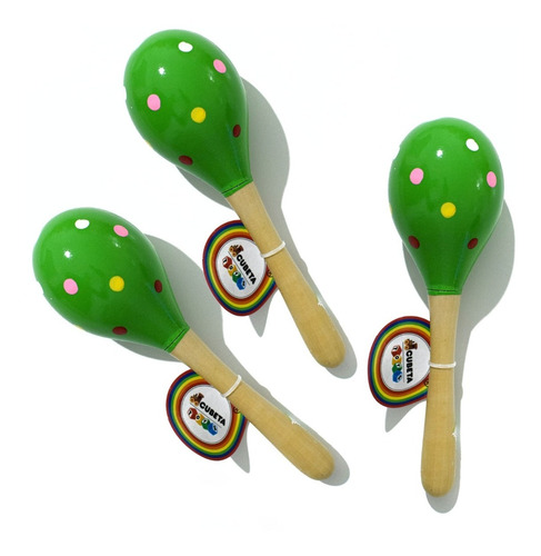 Maraca Madera Juguete Didactico Infantil Musical X 3 Unid.