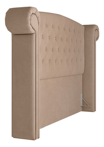 Cabeceira Cama Box Casal Quarto 140cm Sofia Veludo Bege