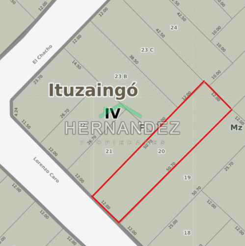 Venta Terreno Lote Ituzaingo 608m2