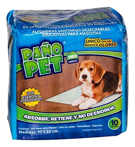 Alfombra Sanitaria Mini Compact Mascotas X 10 U Paño Pet 