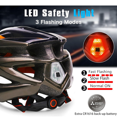 Casco De Ciclismo Shinmax Ht-10 Con Luz Trasera 3 Colores