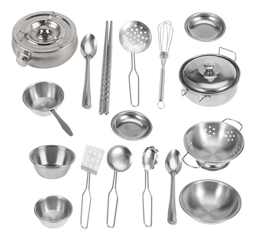 18pcs Juguetes De Cocina Utensilios De Cocina De Acero Inoxi