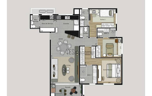 Apartamento Com 3 Dormitórios À Venda, 129 M² Por R$ 1.711.283,00 - Batel - Curitiba/pr - Ap3125