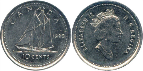Moneda Canadá 10 Centavos 1999