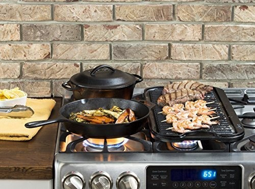 Imagen 7 de 7 de Lodge Pre-sazonado Hierro Fundido Reversible Parrilla/planch
