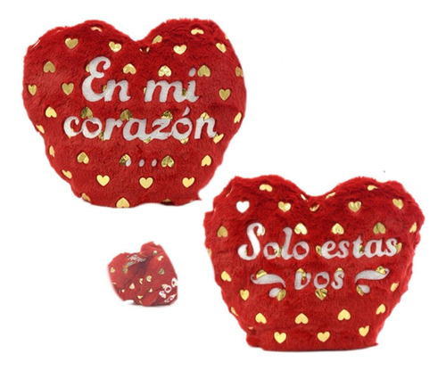 Corazon Reversible 2 Frases Con Dorado 25cm De Peluche