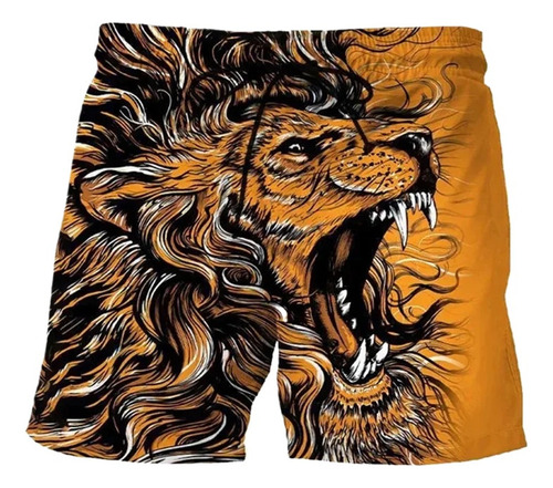 Pantalones Cortos Con Estampado 3d León Flameado