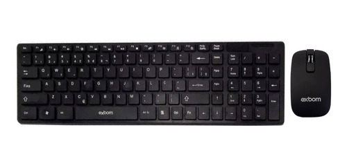 Imagem 1 de 3 de Kit de teclado e mouse sem fio Exbom BK-S1000 Português Brasil de cor preto