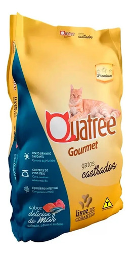 Ração Quatree Gato Gourmet Castrado Delicias Do Mar 20kg