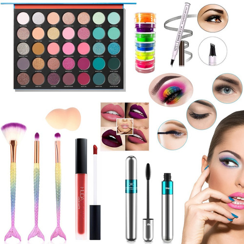 Set Maquillaje Profesional Sombras Pinceles Rimel 4d Regalo | Envío gratis