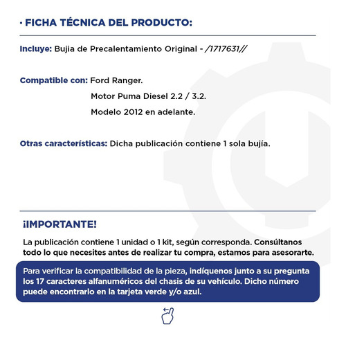 Bujia De Precalentamiento Ford Ranger Puma 2.2 3.2 Original