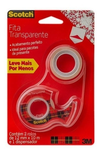 Fita Scotch Transparente 12mm X 10m 2 Rolos