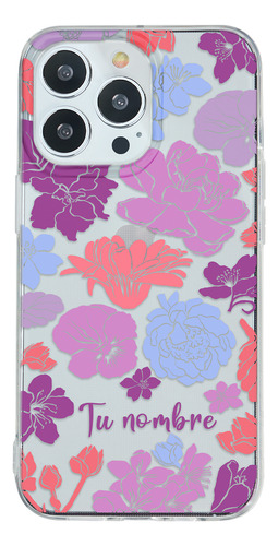 Funda Para iPhone Para Mujer Flores Colores Con Tu Nombre