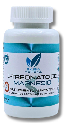 L-treonato De Magnesio 100% Puro 60 Cápsulas Saisa Herbal