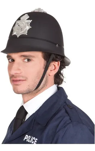 Casco De Policia Britanico Ingles Policeman Sombrero Gorro Color Negro