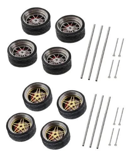 Ruedas De Repuesto A Escala 1/64 Para Coches De Colección | Neumáticos De Goma Y Metal Con Ejes Para Modelos Modificados