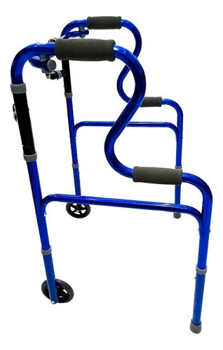 Handy AN05 color azul andadera ortopédica plegable con ruedas doble apoyo