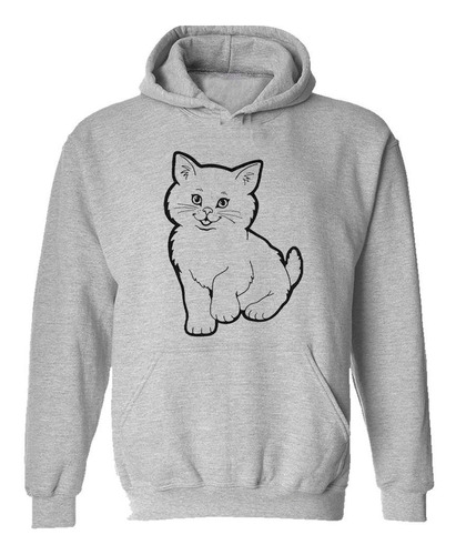 Buzo Canguro Gato Feliz Levantando La Patita Vector Hoodie