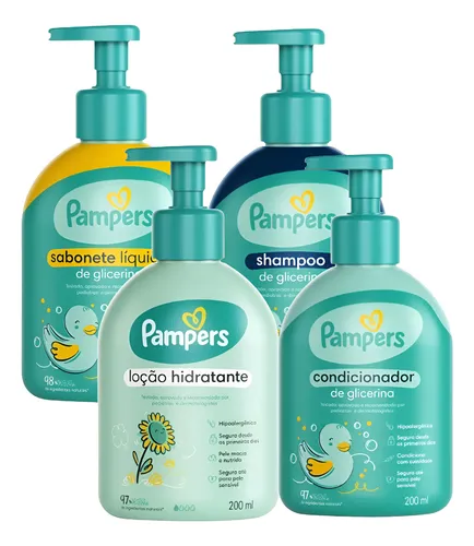 comprar Shampoo + Cond + Sabonet Líquido+ Loção Hidratante Pampers