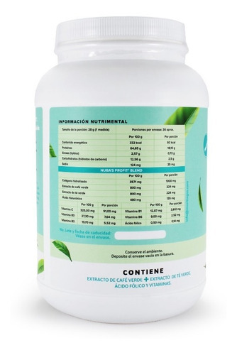 Proteina Con Colágeno 1kg Nuba Sabor Matcha
