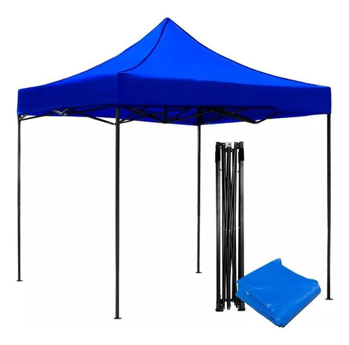 Carpa Con Toldo Plegable De Lona Para Jardín Y Exterior 2x2m Color Azul