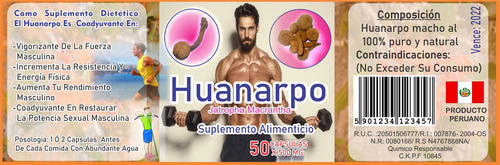 Imagen 3 de 4 de Huanarpo Macho Suplemento Alimentici Revitalizante Masculino