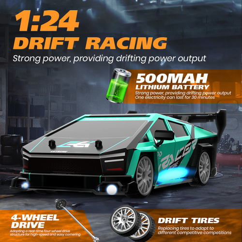 Drift Car 2,4 Ghz, 1:24 A 30 Km/h, Tracción En 4 Z