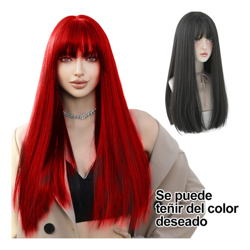 Peruca Yunduo De Cabelo Natural Liso E Preto De 60 Cm Com