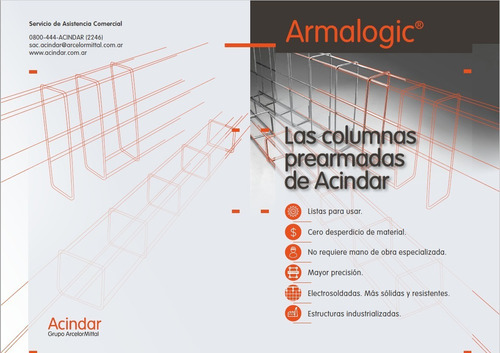 Imagen 5 de 7 de Columna Armada 3m Hierro 8mm Estribos 5mm 15x15cm