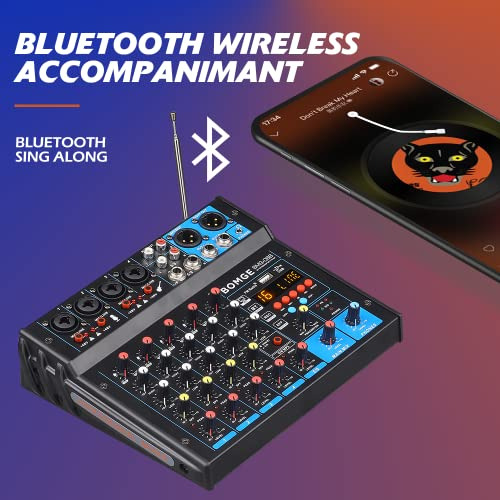 Mezclador De Audio Bomge 6 Canales Con Amplificador De