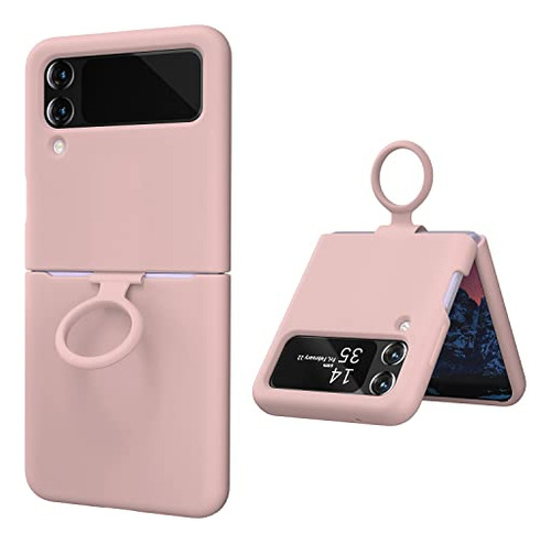 Funda Para Galaxy Z Flip 4 Rosa Sand Liquid Silicon Gel Goma