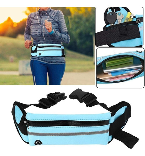 Imagen 5 de 6 de Riñonera Running Porta Celular Billetera Botella Neoprene