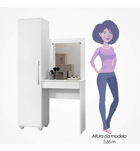 Tocador multiusos Sofia con 1 puerta, mueble J A, color blanco