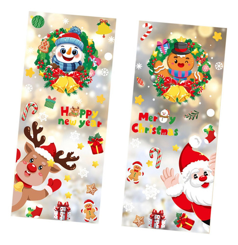 2 X 4x Adhesivos Navideños Para Ventanas, Decoraciones