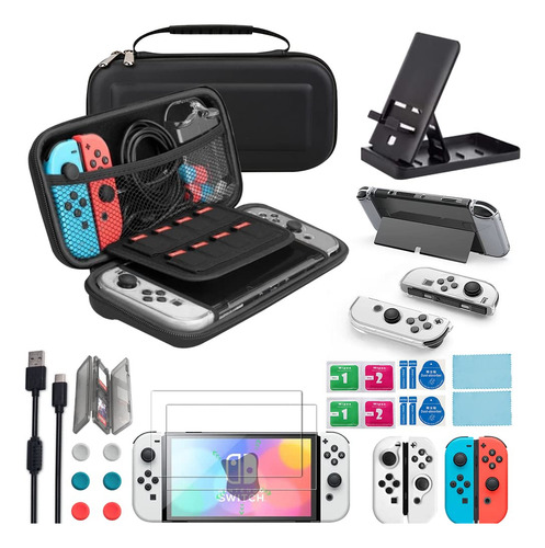 Estuche Kit 27 En 1 Accesorios Nintendo Switch Oled Transpar