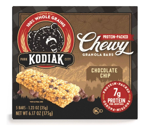 Kodiak Chewy Granola Bars, Chocolate Chip 175 Gr