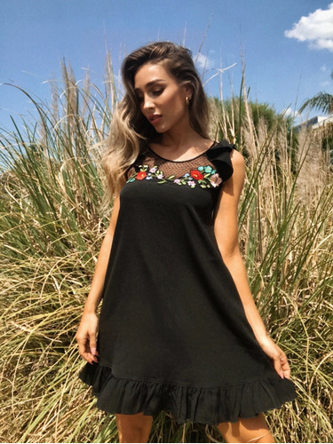 Vestido Corto Elegante/sport Fiesta Noche Manga Larga Flores | Envío gratis Vestido Corto Elegante/sport Fiesta Noche Manga Larga Flores | Envío gratis