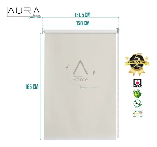 Cortina Roller Blackout Aura Beige 150x165 Cm